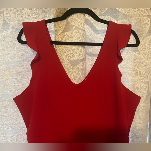 LOWEST PRICE DROP!! Thick Red cotton sleeveless dress with ruffles at bottom. - Picture 4 of 4